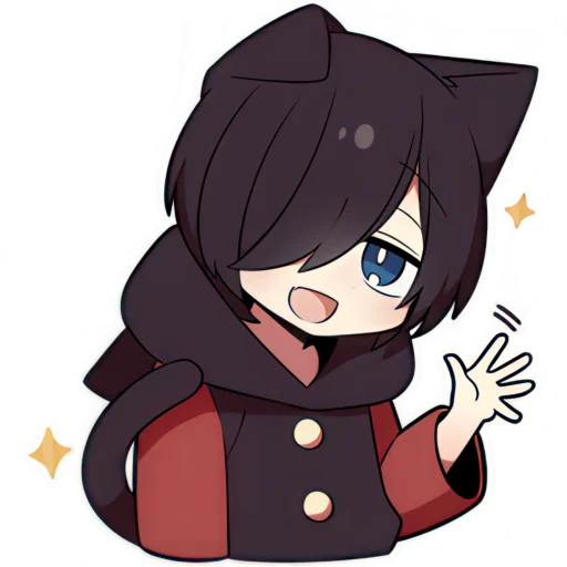 Чёрный котёнок @Nyasticks стикер